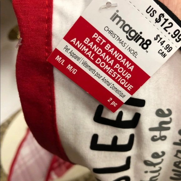 Pet white and red Bandanas set of 2 size M/L - Picture 3 of 3